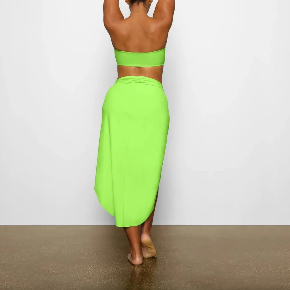 SKIMS Signature Swim Sarong Skirt in Neon Green (Size 4X)